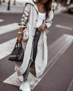 Giacche Casual grandi risvolti e lungo <span class=keywords><strong>trench</strong></span> per <span class=keywords><strong>donna</strong></span> tasche giacca a maniche lunghe - Product Image 1