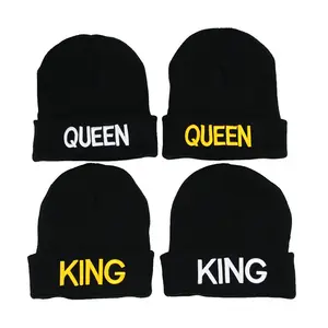 KING QUEEN Letter Beanies Cap Gestrickte warme Winter mütze für Hip Hop Männer Frauen Liebhaber Street Dance