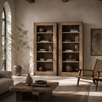 Meuble de rangement rustique moderne de haute qualité en bois d'orme massif récupéré, collection de meubles de luxe pour villa, bibliothèque et vitrine