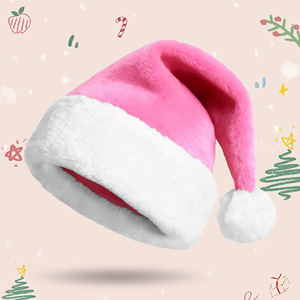 Christmas Hat Red Fleece Lined Thickened Turned Up Brim Soft Foldable Classic Style Santa Claus Decorative Hat - Product Image 2