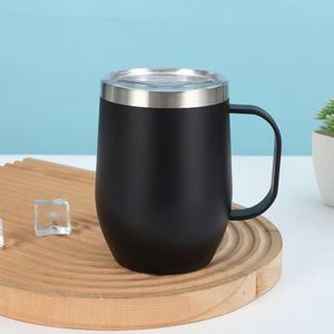 Vaso de Vino de Acero Inoxidable de Doble Pared con Recubrimiento en Polvo, Forma de Huevo, 12 oz, para Leche, Café, Bebidas, con Asa, en Oferta - Product Image 2