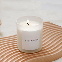 Personalisierte Luxuskerze mit Eigenmarke im Glas, Sojawachs Duftkerzen Mattglas Schwarz, OEM Aromatherapie 50 Stunden Säulenkerze