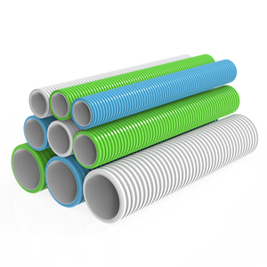 <span class=keywords><strong>Sky</strong></span> Blue 110MM HDPE Tubo corrugado de doble pared Antiestático Antibacteriano para sistema de conductos de aire industrial Solución de diseño gráfico - Product Image 1