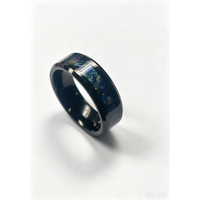 Nouvelle conception, bague en acier tungstène plaqué noir poli avec incrustation, bijoux de mode pour hommes