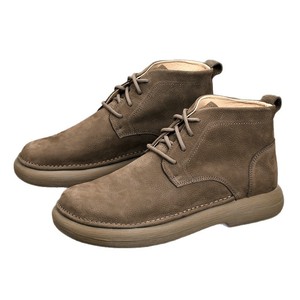 Men Ankle <b>Bootie</b> Genuine Leather Round Toe Warm Plush Lining Rubber Outsole Winter Comfortable Snow Boots - Product Image 5