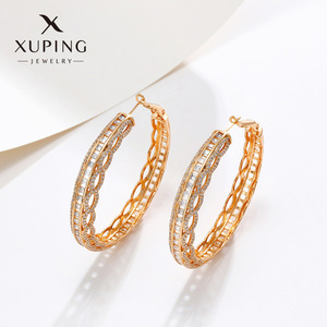 Colección de Aretes XUPING al por Mayor, Aretes de Aro con Baño de Oro e Infinito de Circonitas, Aretes de Aro Elegantes y Atemporales para Mujer - Product Image 1