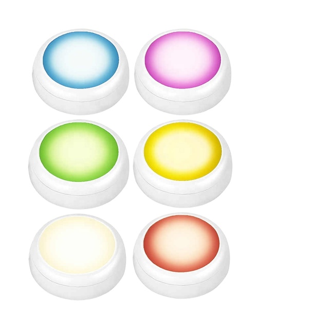 RGBW 13 Colors LED Under Cabinet Light Dimmable Timing LED Puck Lights Wireless Downlight Spotlights for Close Wardrobe Stair