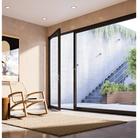 Portes françaises en verre double insonorisées en aluminium commercial, charnières au sol, porte en verre avec serrure électronique pour appartement, porte battante