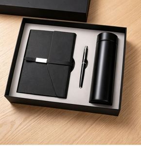 Wholesale Business Luxury A5 <b>Diary</b> Bottle Set Customizable PU Leather A5 Black Notebook Gift Set With Pen and Thermos Cup - Product Image 5