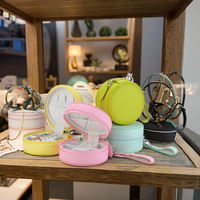 Étui à bijoux de voyage rond à fermeture éclair Organisateur de rangement en cuir PU fait à la main pour objets de valeur
