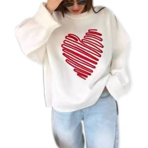 <span class=keywords><strong>Pull</strong></span> à capuche à col rond blanc rayé à manches longues pour femmes - Product Image 1