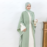 Lignes Green Cardigan Muslim Women Abaya-Design élégant et dernier cri pour les femmes émiraties, fête et soirée, 2 pièces, Petite & 10XL
