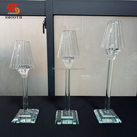 Candelabro Único y Elegante para Decoración de Mesa de Boda, Portavelas de Cristal Transparente con Pantalla