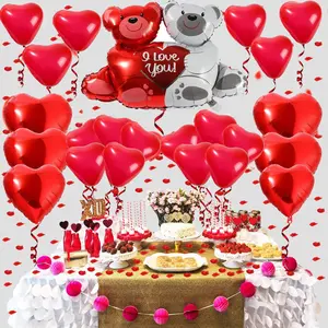 Tôi yêu bạn và bóng bay trái tim màu đỏ đặt trang trí tiệc ngày Valentine nhà máy bán nóng bộ bóng bay Ngày Valentine