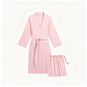 Women's Bamboo Lounge Robe Knitted Sleepwear Casual Home Wear Nightwear Pajama Set bamboo loungewear cotton robes woman clothes - Product Image 3
