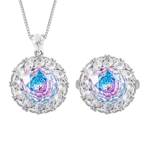 Ensemble collier/boucles d'oreilles/bague en laiton écologique plaqué or 12 mm avec zircon à changement de couleur Toderi, certifié par une tierce partie - Product Image 1