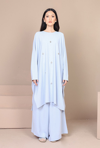 SIPO-Conjunto de dos piezas de ropa para mujer, vestido modesto de manga larga azul, ropa musulmana, 2 uds. - Product Image 2