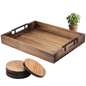 Plateaux rectangulaires en bois faits à la main, écologiques, à motifs floraux et animaux, deux pièces, avec revêtement poudré, compatibles lave-vaisselle et micro-ondes, pour la maison - Product Image 6