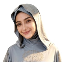 Luxe effenkleurige polyester chiffon vintage abaya met bloemen-/geometrische patronen, elegant voor moslimvrouwen, vierweg stretch.