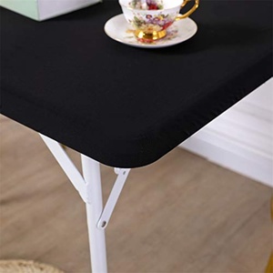 Vente en gros événement extensible noir Spandex carré élastique imperméable couverture de table dessus de table bonnet de table nappe de couleur unie - Product Image 4