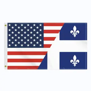 3x5 Ft USA Quebec Flag, America Quebecois Outdoor Banner,Double Side Printing Decor For Garden With Brass Grommet