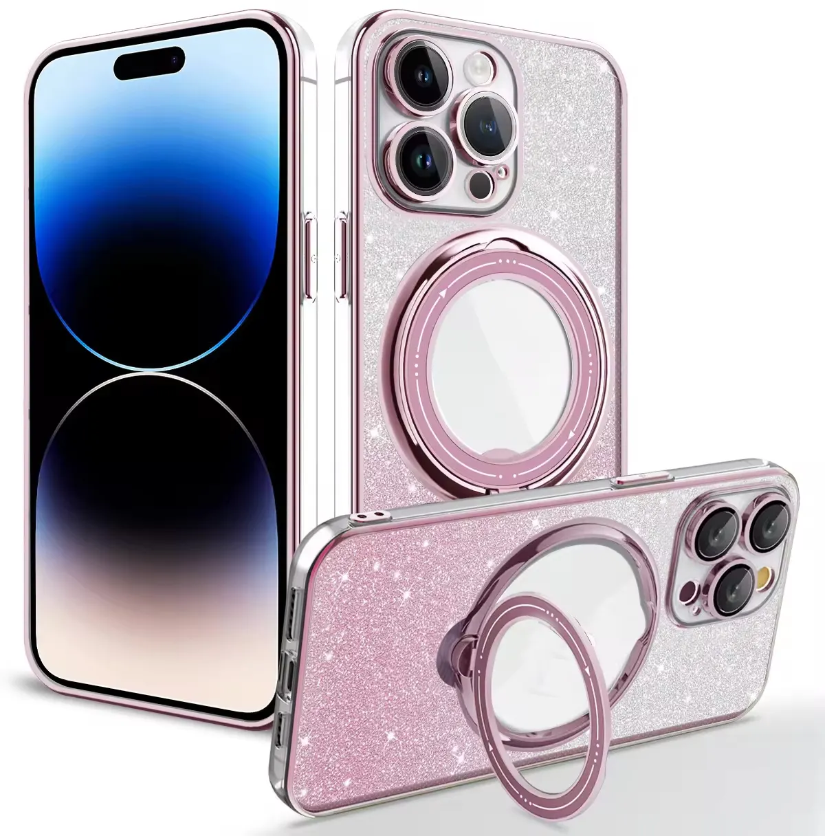 Magnetische Gegalvaniseerde Fundas Celulares Telefoon Hoesje Voor Iphone 15 14 Pro Max Houder Stand Telefoon Case