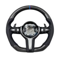 Volant en fibre de carbone véritable avec LED pour BMW E60 E46 E39 X5 E70 E81 E83 X1 E84 E87 E82 E92 E93 M3 Série 3 E90 Amélioration du volant