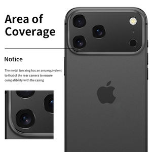 最新 iPhone 17 Max用 フルカバー 金属製 カメラレンズプロテクター 強化ガラス 携帯電話画面保護フィルム - Product Image 2