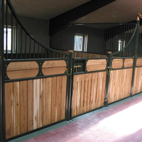 Seepoem Porte de box pour chevaux portable et flexible pour extérieur, battante/coulissante, avec cadre thermolaqué, garniture en bambou, durable, tailles personnalisables