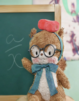 Peluche personnalisée Bobotta écureuil avec lunettes et nœud écossais, poupée en peluche douce
