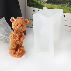 Stampo in Silicone per Candele a Forma di Orsetto con Bouquet di Fiori, Cane a Pelo Lungo Sdraiato, per Resina e Sapone, Decorazione Artistica Fai-da-Te - Product Image 5