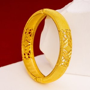 Luxe 24K Vergulde Armbanden En Armbanden Dubai Uitgehold Bloem Totem Hot Selling Bruiloft Bruid Sieraden Vrouwen - Product Image 4