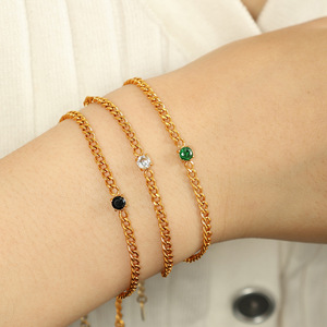 Pulsera de cadena a la moda, tono dorado, piedra en forma de gota de agua, joyería para mujer, estilo retro, diseño minimalista, accesorio elegante - Product Image 4