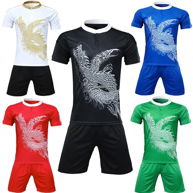 New dragon design soccer jersey shorts men sublimation football jerseys blank custom printing football shirts
