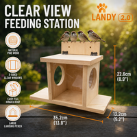 Mangeoire à écureuils en bois massif, habitat naturel, boîte d'alimentation avec fenêtre transparente pour la décoration moderne des patios et jardins