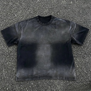 เสื้อยืดคอกลมผู้ชาย สีพื้น ผ้าฝ้าย ย้อมสีแบบดิปได ทรงลำลอง แบบถัก - Product Image 1