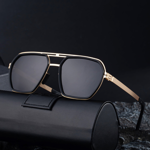 Da uomo in acciaio inox per avvitabile cerniera poligonale doppio ponte polarizzato pesca UV400 occhiali da sole occhiali da sole - Product Image 1