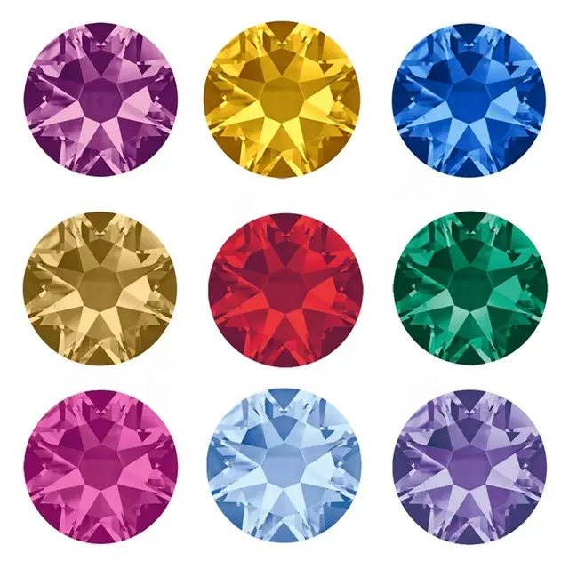 Xirius-diamantes de imitación de 16 caras, sin adhesivo Cristal ab, parte trasera plana, para vestido de boda, muestra gratis, 2088