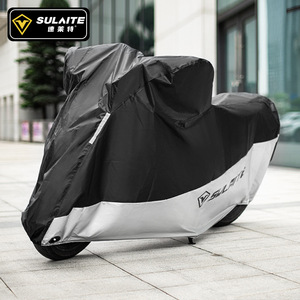 Sulaite Motorcycle Cover Black Silver Thickened Oxford <b>Cloth</b> Sun Rain <b>Dust</b> Proof Universal Scooter Protection Cover - Product Image 1