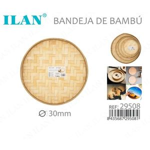 Vassoio in bambù ILAN, rotondo, 30 cm, intrecciato, naturale, per servire - Product Image 3