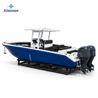 Nouveau Bateau de Pêche Robuste de 28 pieds avec Console Centrale, en Aluminium 5083, Moteur Double 200 CV, Bac à Vivre, Porte-Cannes, pour Pêche Sportive en Haute Mer