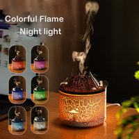 Humidificateur à brume froide et diffuseur d'aromathérapie Flamme Volcanique avec veilleuse, capacité 180 ml, alimentation USB, pour chambre à coucher