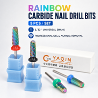 En gros, Ensemble professionnel de têtes de ponçage pour ongles portables en carbure de tungstène plaqué arc-en-ciel, pour manucure et polissage