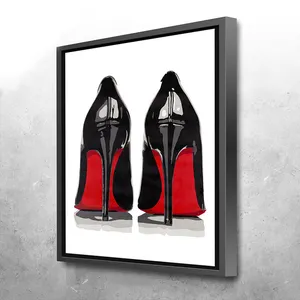 รองเท้าส้นสูงสีดำสำหรับผู้หญิง,โปสเตอร์ภาพติดผนังแบบป๊อปพิมพ์ลายศิลปะบนผ้าใบสำหรับตกแต่งห้องนั่งเล่น