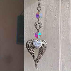 1 pezzo Acchiappasole a forma di ala d'angelo, ciondolo a forma di cuore con scritta "Sei sempre nel mio cuore", regalo speciale acchiappasole per qualcuno, Natale - Product Image 4
