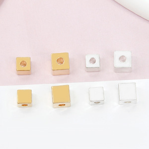 Square Spacer Beads 18K Gold Plated And Silver For <b>Bracelet</b> Making DIY Jewelry Components <b>Copper</b> Base With Hole - Product Image 1