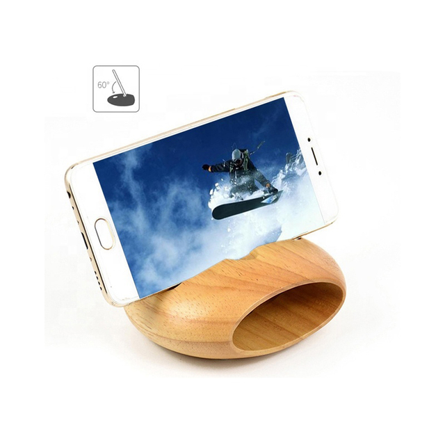 Docking Station Desktop Cell Phone Sound Amplifier Stand Wooden Bamboo Phone Holder