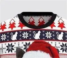 Custom Manufacturer Merry Funny With All Over Ugly Design Cat Pattern Acrylic Wool Men Christmas Jumper Sweaters