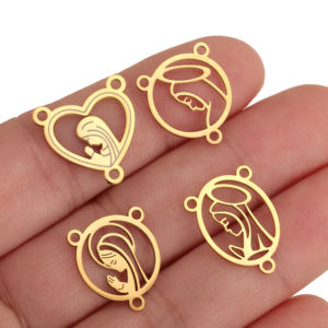 Colgantes Conectora de la Virgen María de 3 Agujeros, Pulidos a Espejo, de Acero Inoxidable, para Collares, Pulseras y Accesorios de Joyería - Product Image 5