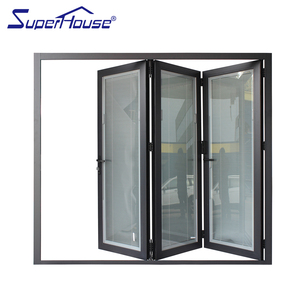 Porta Bifold in Alluminio con Taglio Termico, Doppio <span class=keywords><strong>Vetro</strong></span> Temperato, Porte Scorrevoli Esterne per Patio - Product Image 1